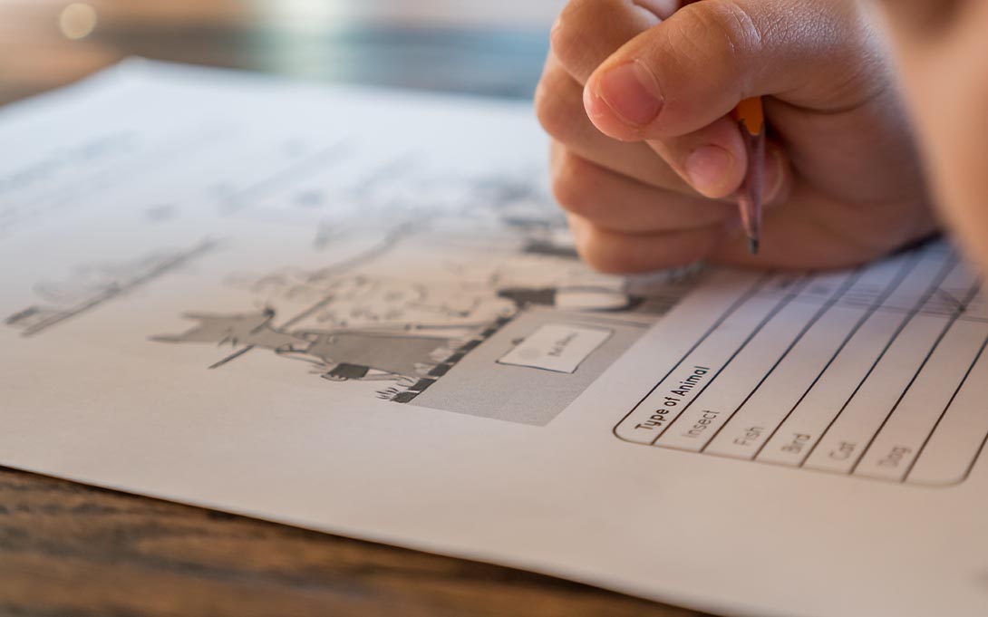 Student taking a written test
