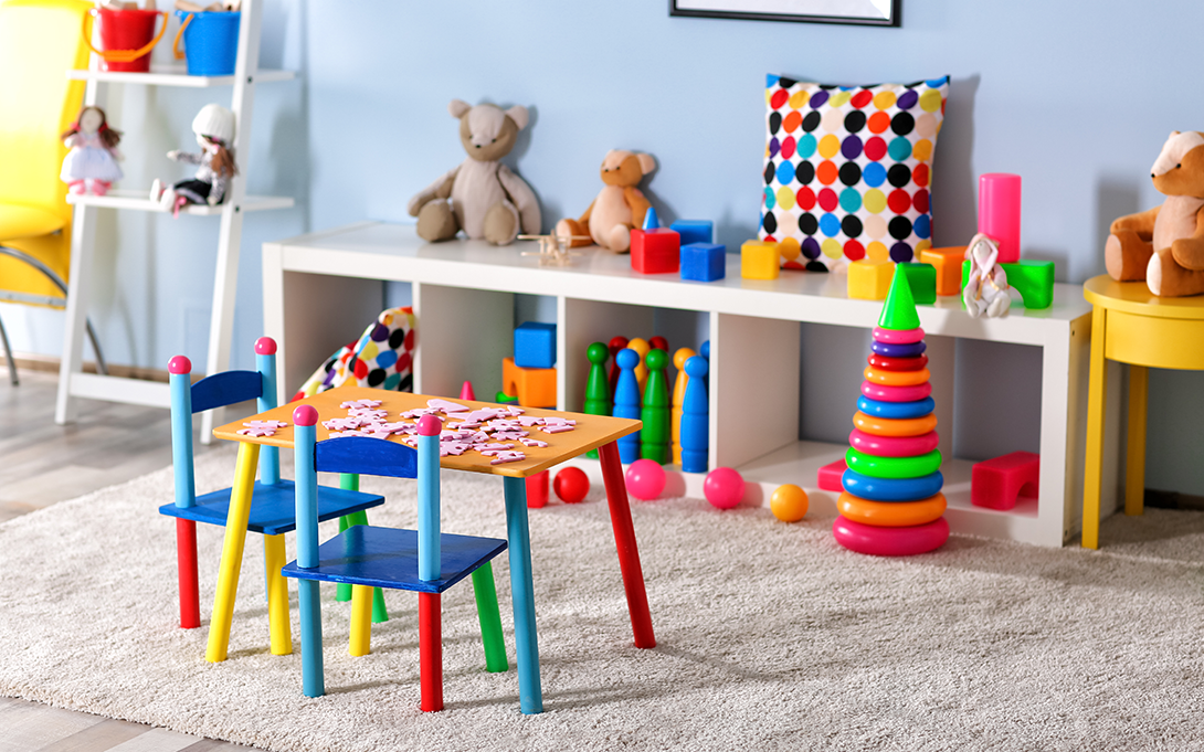 Brightly colored classroom for pre-k or kindergarten students