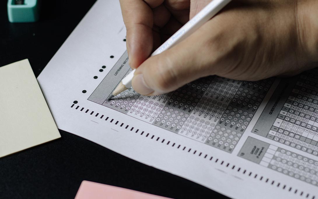 Student taking a standardized test