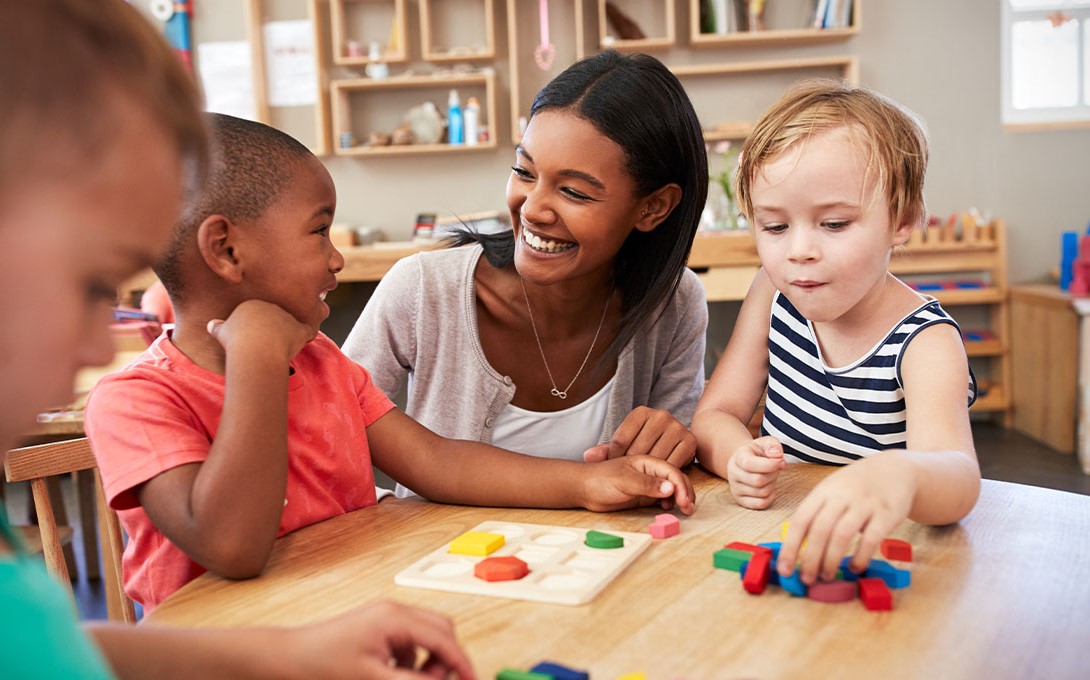 Teacher with preschool students