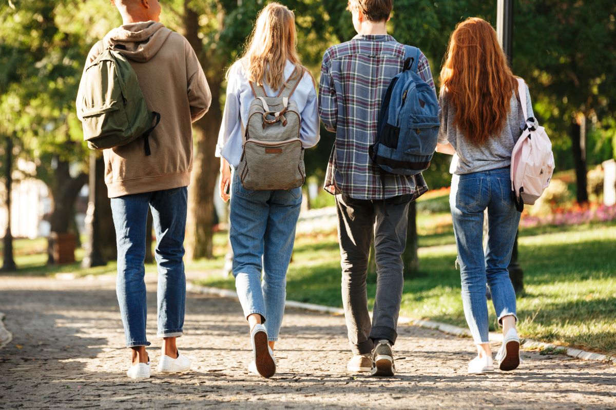 College students walking on campus