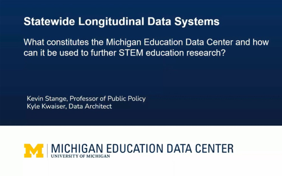 PEERS Data Hub webinar- Statewide Longitudinal Data Systems: Michigan Education Data Center